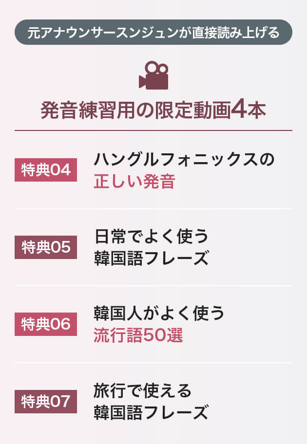元アナウンサースンジュンが直接読み上げる 発音練習用の限定動画4本