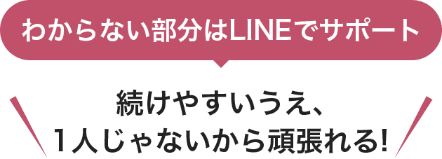 わからない部分はLINEでサポート 続けやすいうえ、1人じゃないから頑張れる!